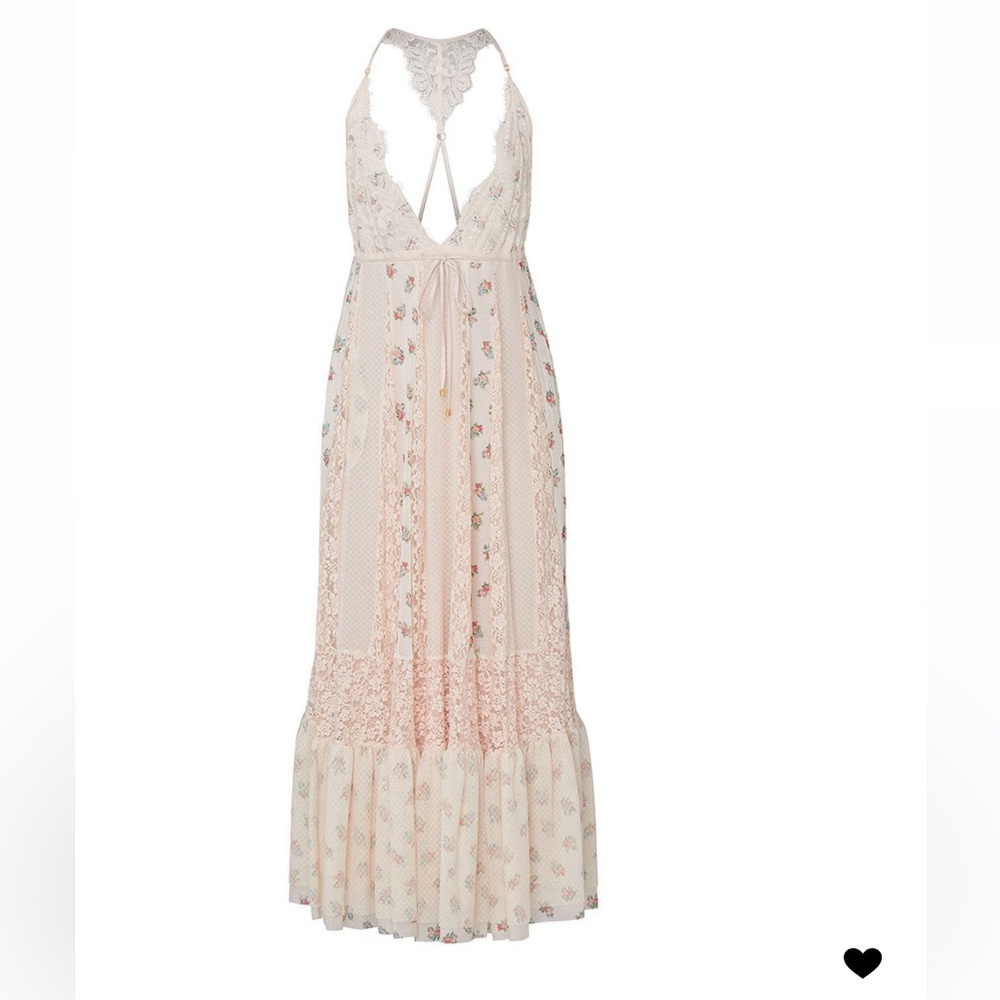 Rent the Runway Ivory Floral V-neck Boho Dress - M/L